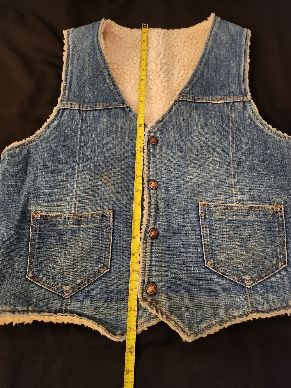 Sherpa-Lined Denim Vest in Light Blue by Nelson